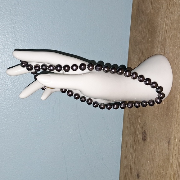 🦪 Stunning vintage black pearl knotted necklace. 18" freshwater dyed. - Picture 3 of 17